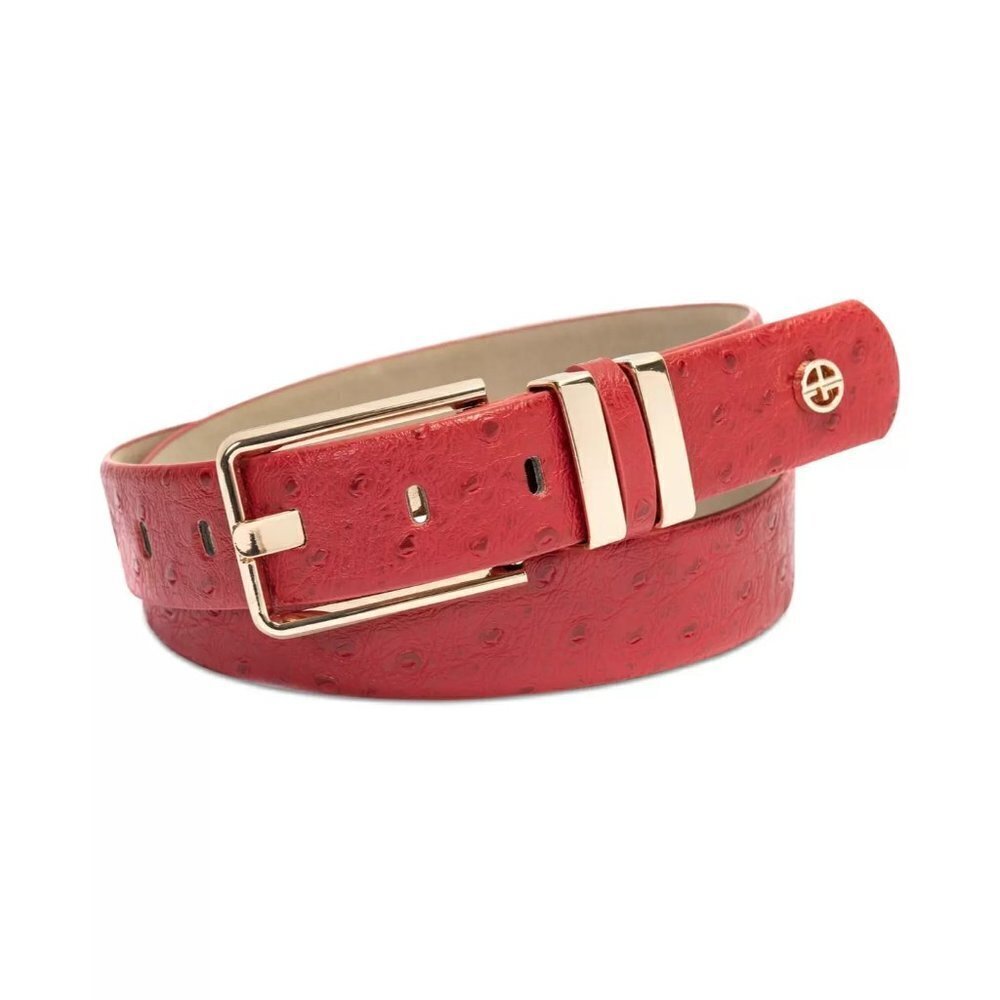 Giani‎ Bernini Womens Size Small Vegan Faux Leather Elongated Buckle Bet in Red